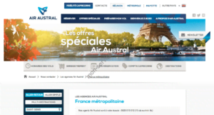 Capture d'écran du site officiel Air austral