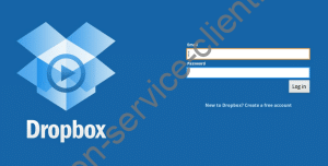 Espace de connexion au site Dropbox.com