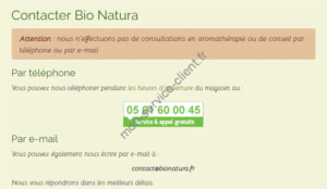 coordonnées de contact de Bio natura