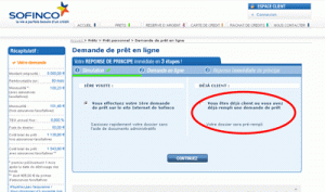 Accès au suivi du dossier de Sofinco