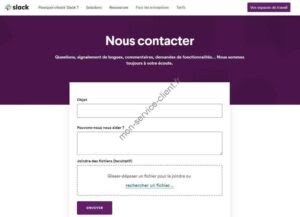 Aperçu du formulaire de contact de l'application Slack