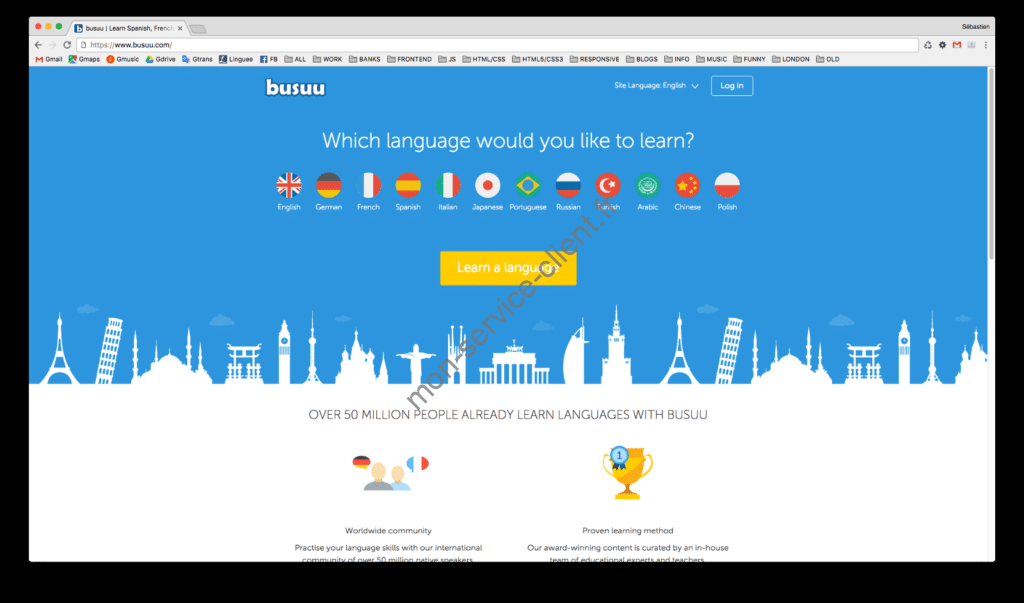 Aperçu de la page d’assistance du site Busuu