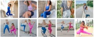 Exemples d'ensemble de yoga vendus par la marque Fabletics