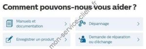 Aperçu de la page d’assistance du site Philipps