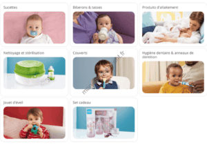 Exemples de produits disponibles sur le site MAM