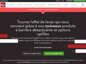 Aperçu du site web de IG